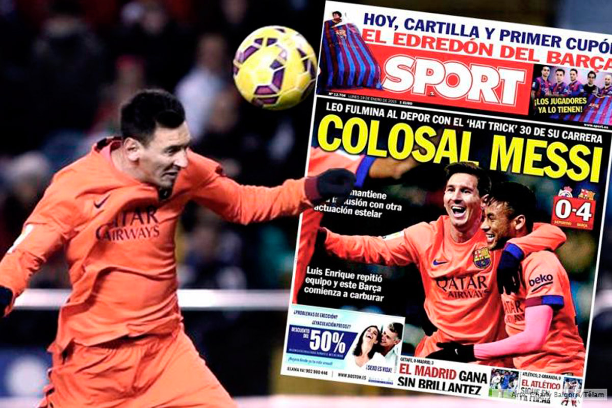 Lluvia de elogios para Messi de toda la prensa española