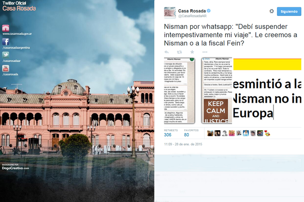 Por Twitter, la Casa Rosada se pregunta si creerle a Nisman o a Fein