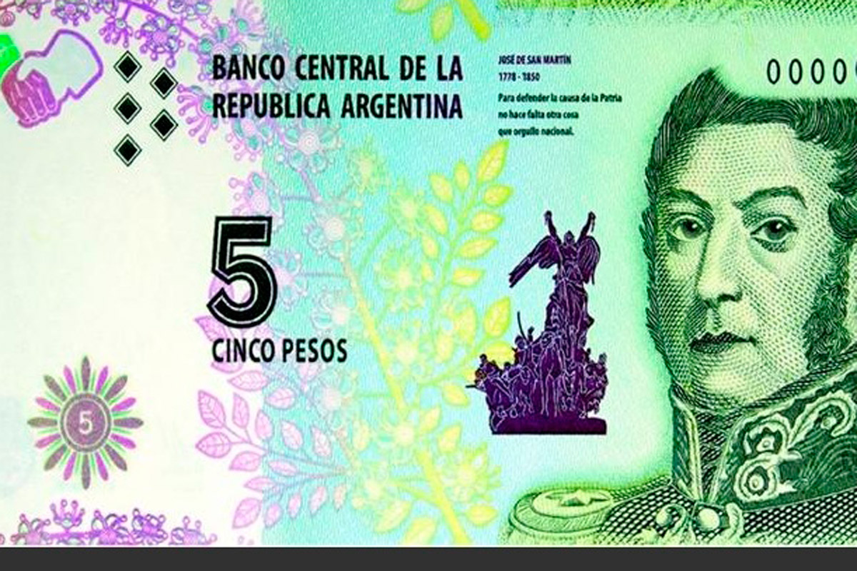 El Banco Central presentó el nuevo billete de 5 pesos
