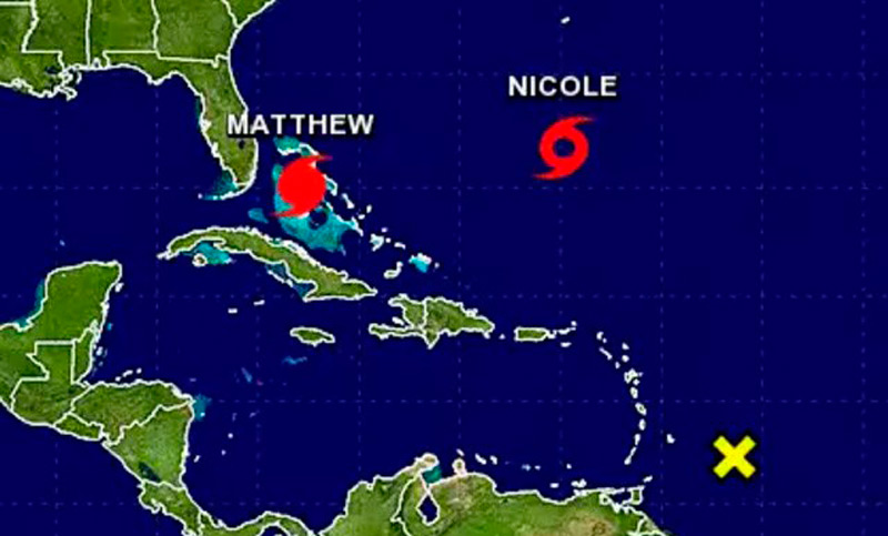 Se forma al sur de Bermudas un segundo huracán, Nicole
