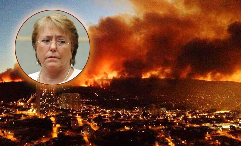 Bachelet denunció «intencionalidad» en varios de los focos que afectan a Chile