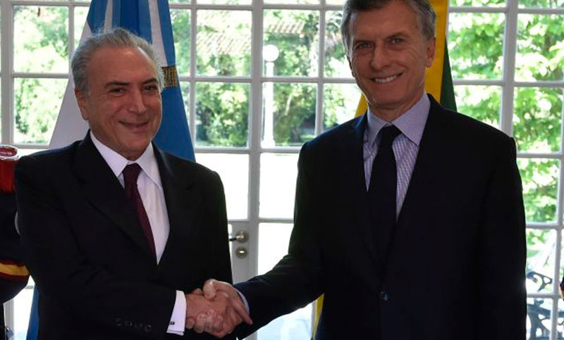 Mauricio Macri viajará a Brasil para reunirse con su par Michel Temer