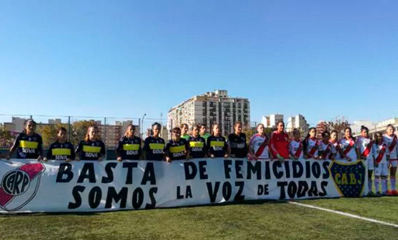 Basta de femicidios: el emotivo mensaje conjunto entre jugadoras de Boca y River