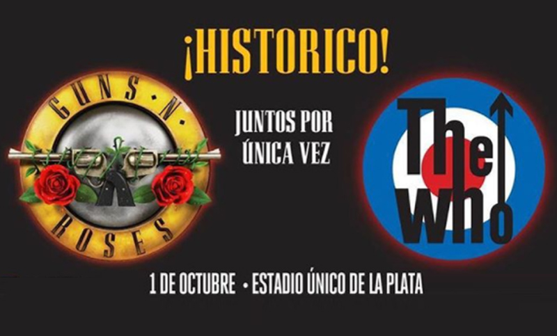¡Confirmado e histórico! Guns N’ Roses y The Who tocarán juntos en La Plata