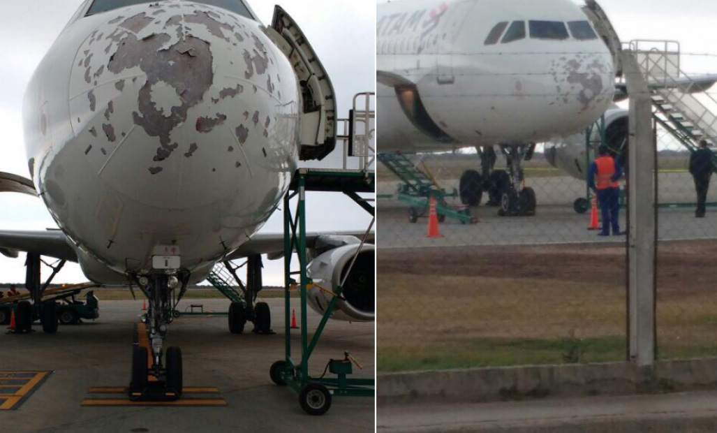 Un avión de Latam quedó dañado tras tormenta de granizo