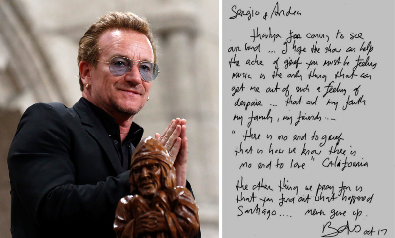 Bono le escribió una carta a la familia de Maldonado: «Nunca se den por vencidos»