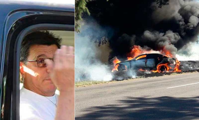 Passarella sufrió el incendio de su auto en una ruta de Santa Fe