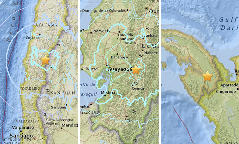 Se produjeron sismos en Chile, Ecuador y Panamá en menos de una hora