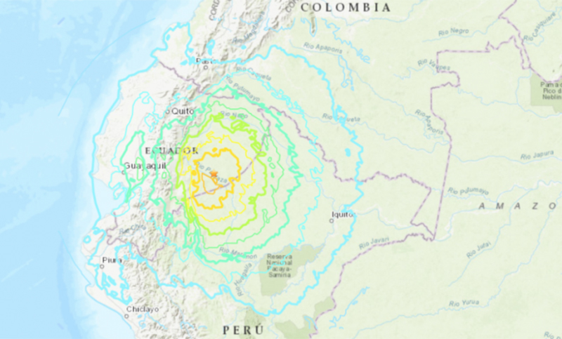 Un terremoto de magnitud 7.5 se registró en la frontera entre Ecuador y Perú
