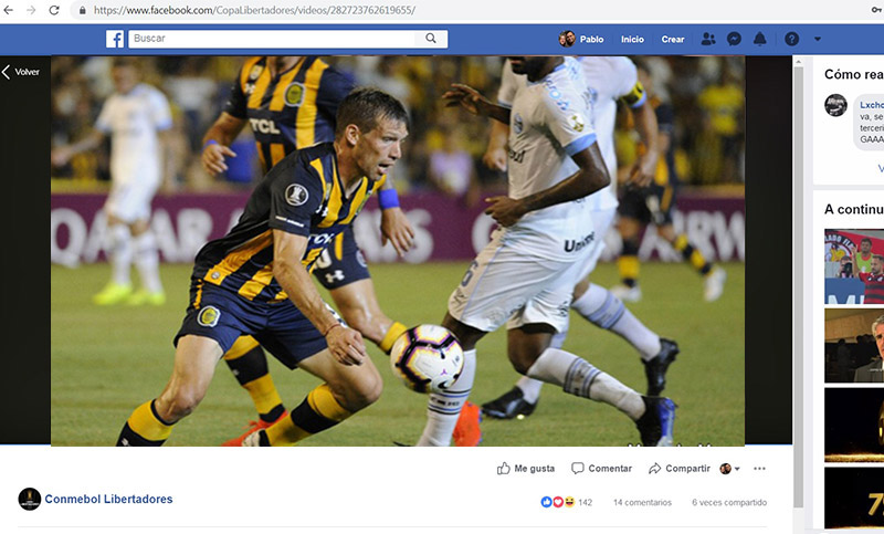 Cómo ver el partido de Central en la Libertadores por Facebook
