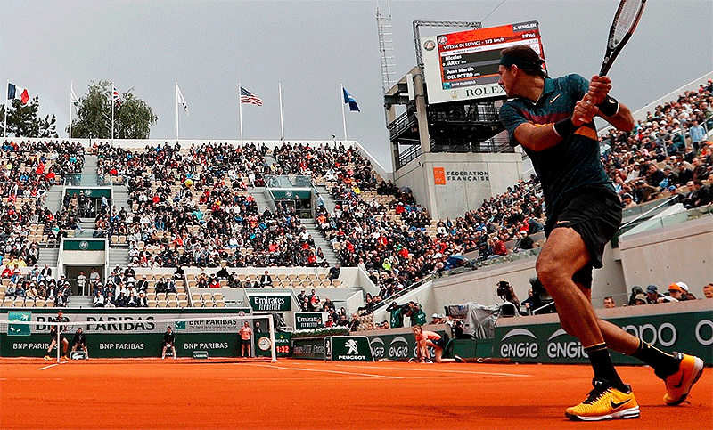 Del Potro debutó con éxito y avanzó a la segunda ronda del Roland Garros