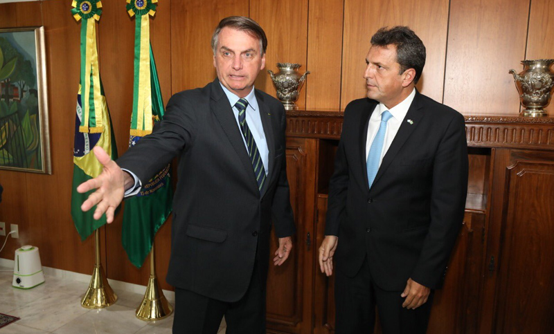 Bolsonaro recibió a Massa y le expresó su «deseo» de fortalecer la relación y «consolidar el Mercosur»