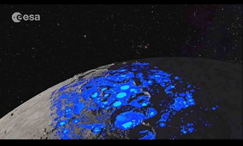 ESA anuncia mapa de distribución de recursos de agua lunar