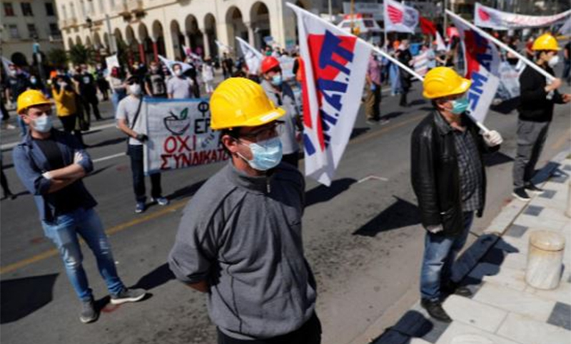 Grecia: manifestantes rompen cuarentena por coronavirus y marchan por el Día del Trabajador