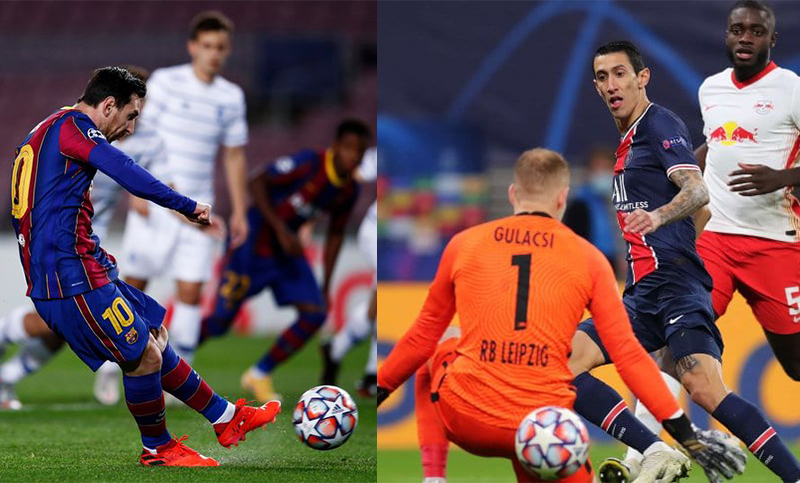 Messi anotó en el triunfo de Barcelona y Di María convirtió en la derrota del PSG