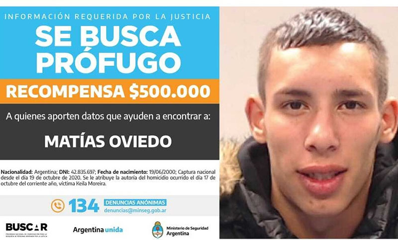 Ofrecen 500.000 pesos de recompensa para detener a un joven prófugo por un femicidio