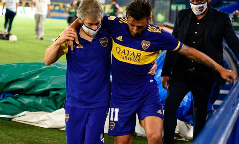 Salvio sufrió una dura lesión durante el empate de Boca con Sarmiento