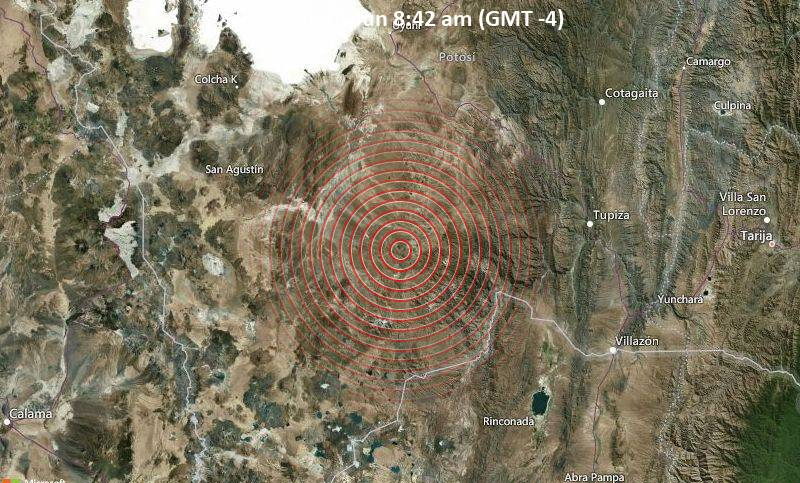 Un terremoto de 5.4 grados de magnitud se registró al sur de Bolivia