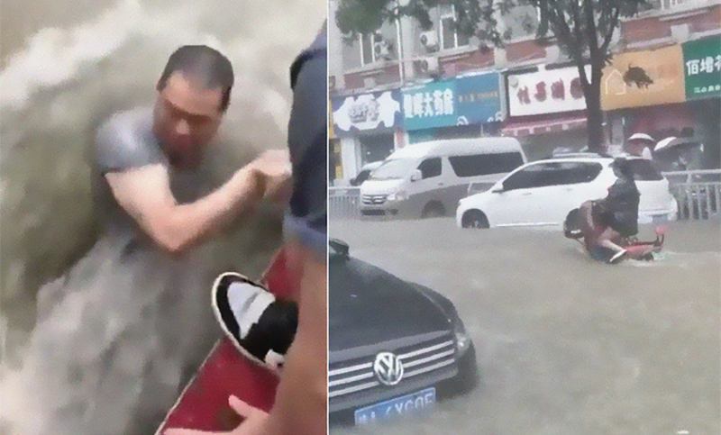 Las lluvias más intensas en 1.000 años: fuertes inundaciones arrastran a personas y ‘se tragan’ coches en China (VIDEOS)