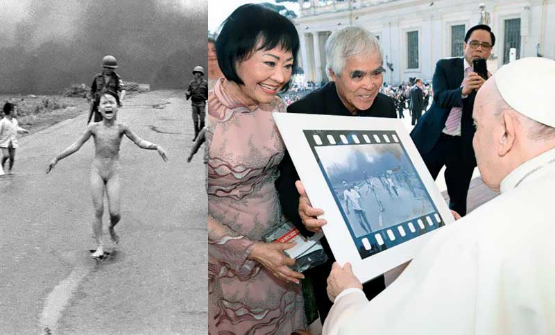 Francisco saludó a la mujer vietnamita protagonista de una emblemática foto de la guerra en 1972