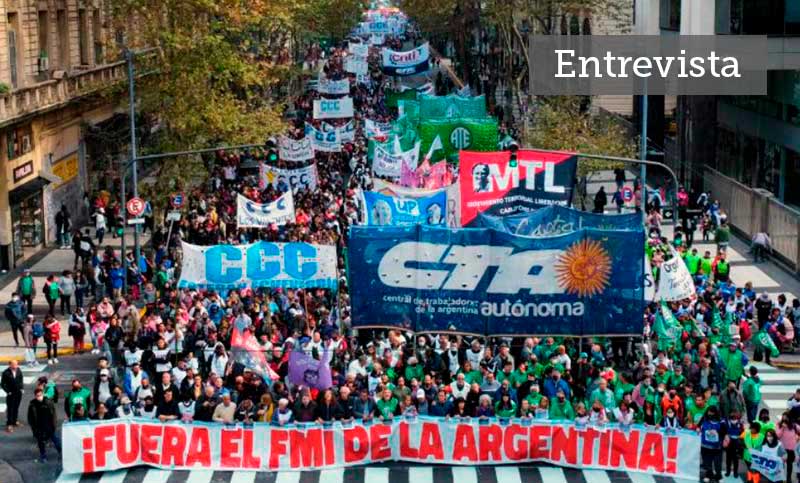 La CTA Autónoma marchó hacia el Cabildo junto a movimientos sociales contra el ajuste del FMI