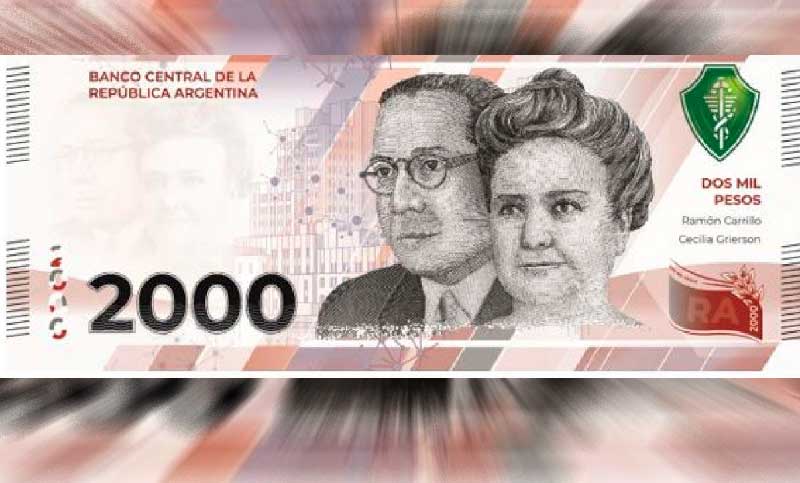 Entra en circulación este lunes el nuevo billete de 2.000 pesos