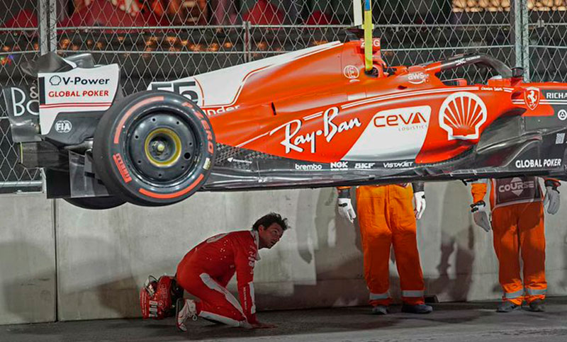 Sainz sufrió un inusual accidente en los ensayos del Gran Premio de Las Vegas