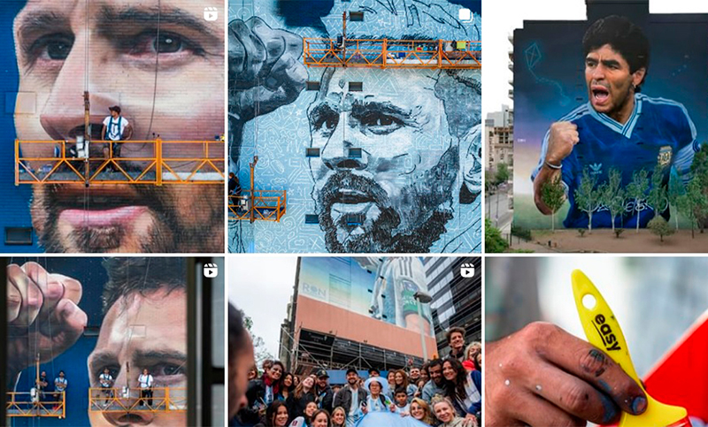 El artista argentino Martín Ron, en la carrera por el mejor mural del año