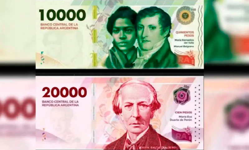El Banco Central anunció que a partir de mayo comenzarán a circular los billetes de $10.000 y $20.000